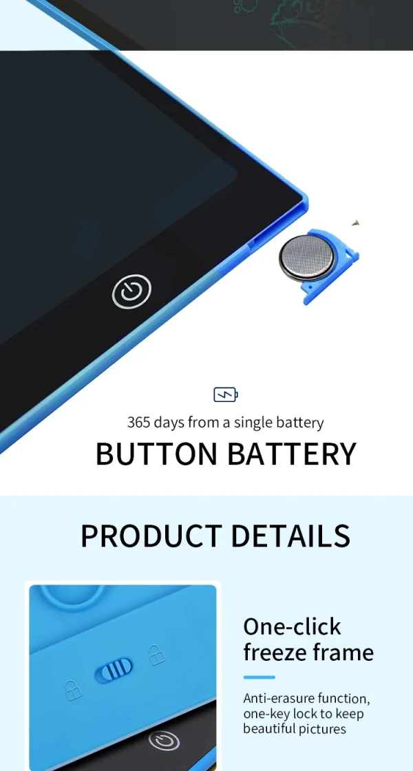 تابلت رسم LCD مقاس 6.5/8.5/10/12 بوصة للأطفال، لوحة قابلة للمسح قابلة لإعادة الشحن مع قلم، لعبة تعليمية للسفر هدية للأولاد والبنات