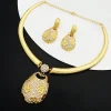 New Necklace And Earrings Set Unique Dubai Fashion Jewelry Nigeria Bride Wedding Party Gift
