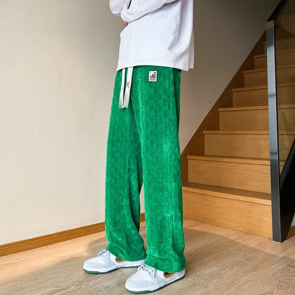 الخريف سراويل تقليدية الرجال موضة مستقيم منقوشة السراويل الرجال الشارع الشهير الهيب هوب فضفاض بنطال ذو قصة أرجل واسعة رجالي Vintage بنطلون M-3XL