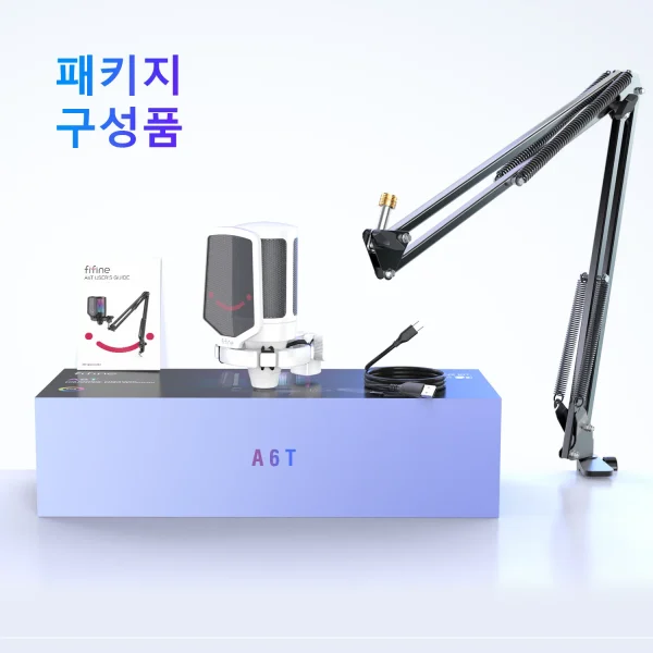 مجموعة ميكروفون ألعاب FIFINE USB للكمبيوتر الشخصي، مجموعة ميكروفون قلبي مكثف لجهاز PS4/5 مع زر كتم الصوت/RGB/حامل ذراع، لبث الفيديو-A6T