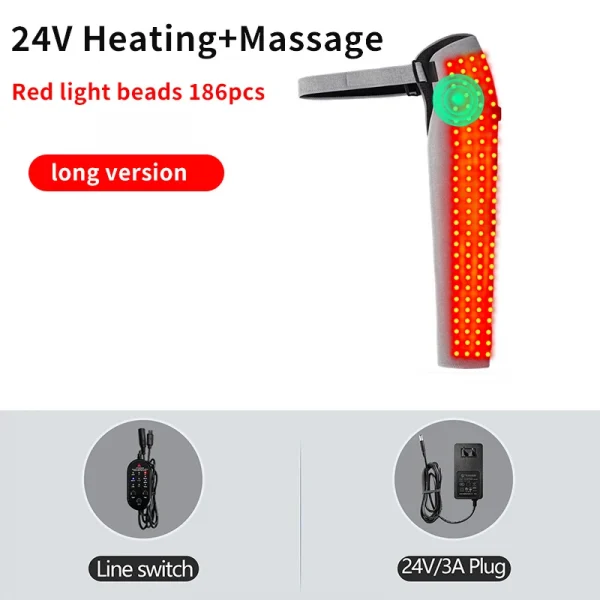 جهاز تدليك الذراع الملتف بالضوء الأحمر، 3 إعدادات للاهتزاز، تخفيف آلام الكوع، إجهاد العضلات، الكتف المتجمد، سهولة