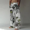 أزياء ربيع/صيف 2023 بنطلونات رجال من القطن والبانبوا بطباعة ثلاثية الأبعاد، شارع هيب هوب، شاطئ، ترفيهية، سريعة الجفاف، بنطلونات رقص ويوغا
