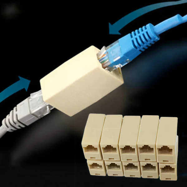 10 قطعة شبكة إيثرنت المزدوج مستقيم رئيس كابل شبكة محلية النجار مقرنة RJ45 CAT 5 5E 6 6a موسع التوصيل موصل كابل الشبكة