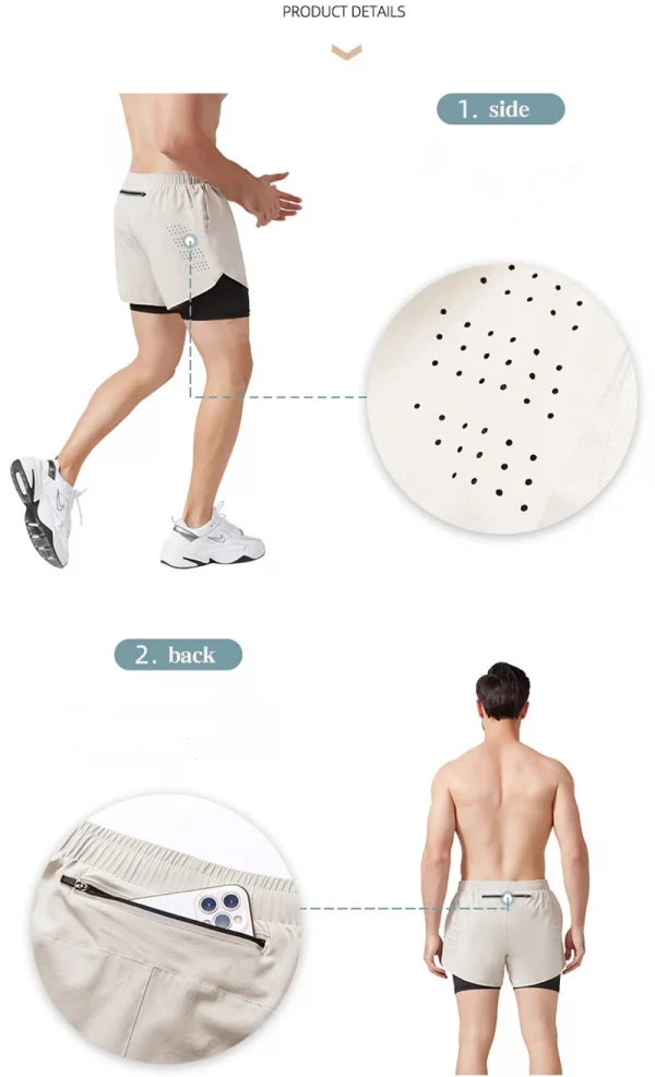 شورتات جري رجالية، تجفيف سريع، لياقة بدنية، شورت أسود بطبقة مزدوجة، رجالي، رياضة جديدة، تمرين، كمال أجسام، بنطلون قصير