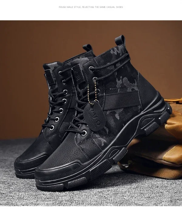 🔹 حذاء عسكري رجالي عالي التمويه