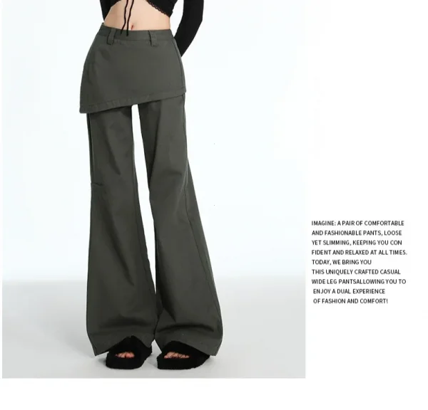 2025 ربيع الخريف حجم كبير الرجعية وهمية قطعتين ضرطة الستار الجينز مايكرو سحب البضائع التخسيس مستقيم مكدسة واسعة الساق السراويل