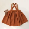 خمر طفلة فستان بحزام القطن الكتان الاطفال فستان الربيع طفل فتاة البوهيمي فستان ل 0-5 سنوات طفلة ملابس الصيف