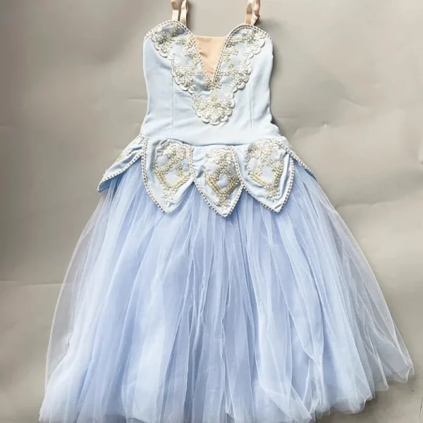 توتو احترافي طويل رومانسي على شكل زهرة حمالة باليه بحيرة البجع باليه للسيدات والأطفال والبنات زي باليه خرافي للسيدات