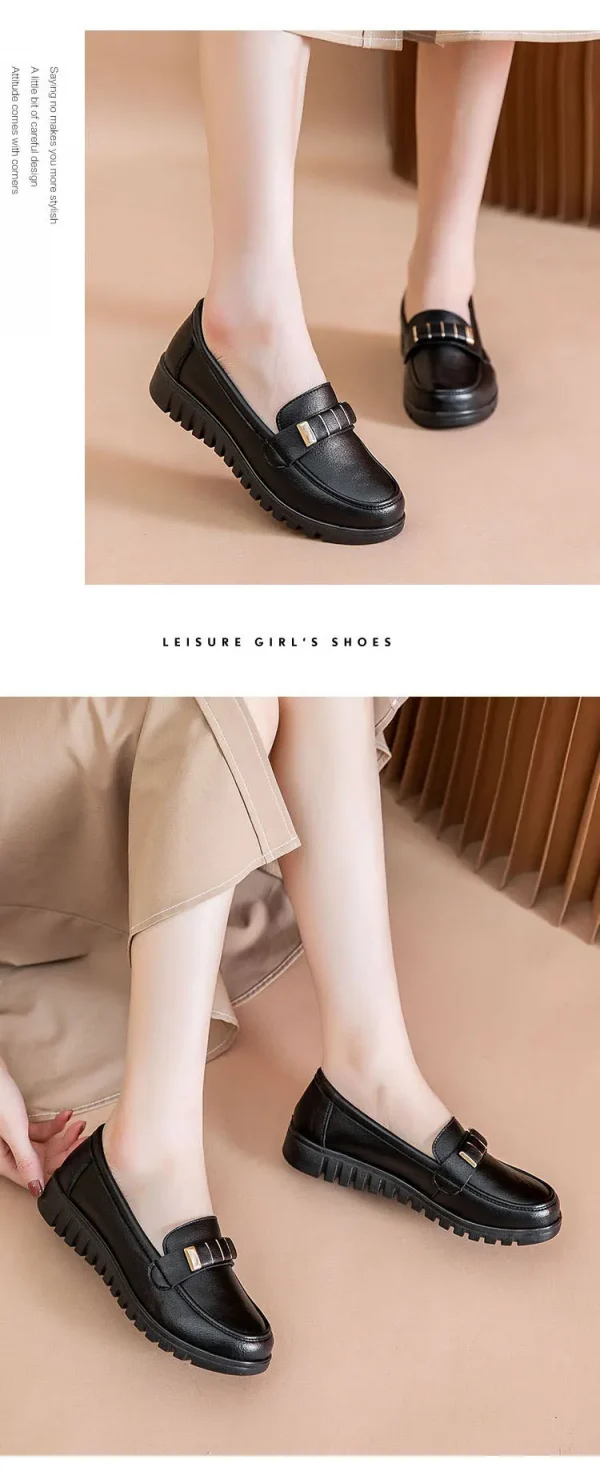 أحذية نسائية مسطحة من الجلد من الألياف الدقيقة باللون الأحمر النبيذي أحذية بدون كعب للنساء لفصل الربيع أحذية بدون كعب للأمهات المسنات أحذية مسطحة مقاس كبير 42