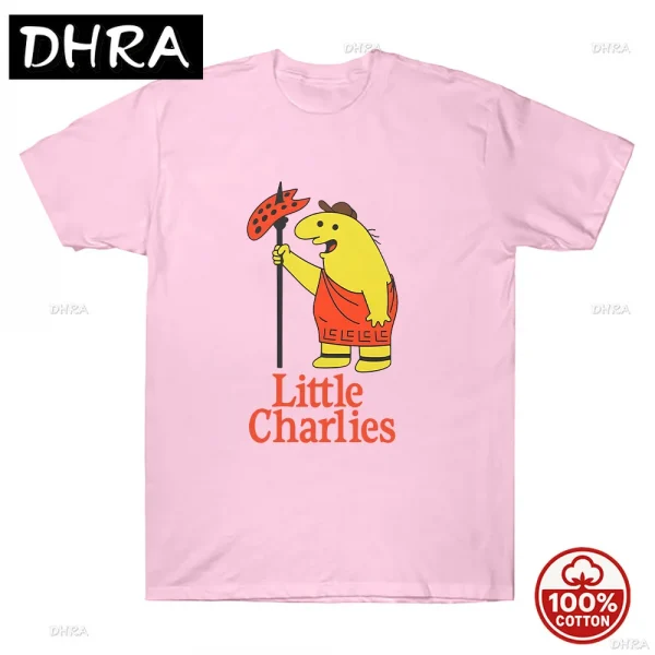 يبتسم الأصدقاء ليتل تشارلي أنيمي الكرتون الجرافيك تي شيرت خمر Harajuku نمط س الرقبة للجنسين عادية تي شيرت للرجال والنساء