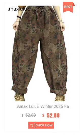 Amax LuluE الخريف الكورية تصميم المرأة فضفاض سروال قصير حريم السيدات عادية كلاسيكية خمر موضة مرونة الخصر بنطلون