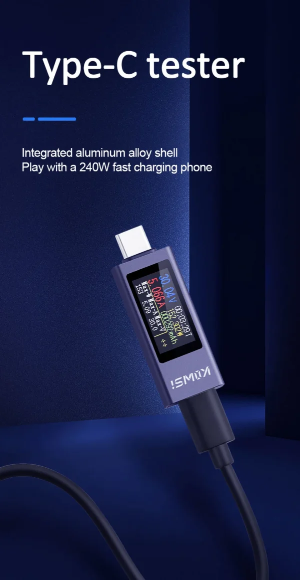 نوع-C متعدد الوظائف شاشة ديجيتال تيار مستمر الجهد مقياس التيار الكهربائي تيار مستمر 4-30 فولت 12A الفولتميتر مقياس التيار الكهربائي اختبار قدرة الشاحن