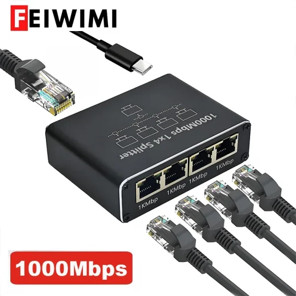 جيجابت 1000Mbps RJ45 الفاصل 1 إلى 2 4 إيثرنت محول Lan موصل التبديل المقرنة للكمبيوتر المحمول صندوق التلفزيون راوتر التلفزيون الرقمي