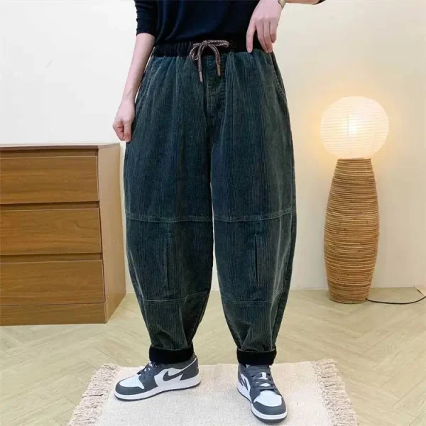 Amax LuluE الخريف الكورية تصميم المرأة فضفاض سروال قصير حريم السيدات عادية كلاسيكية خمر موضة مرونة الخصر بنطلون