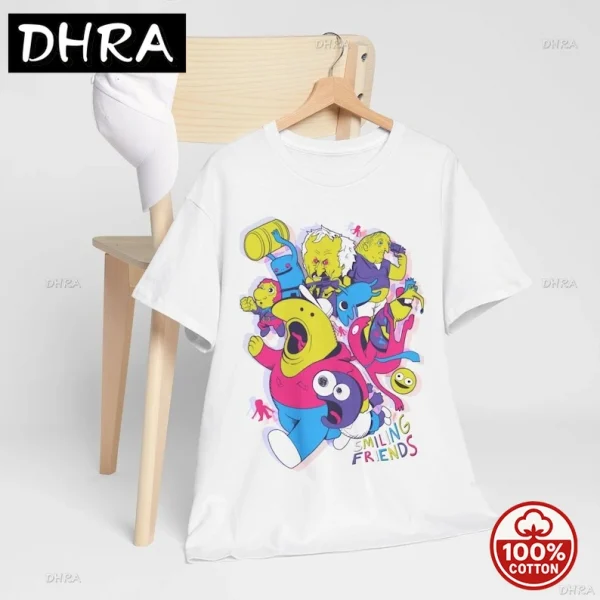 يبتسم الأصدقاء ليتل تشارلي أنيمي الكرتون الجرافيك تي شيرت خمر Harajuku نمط س الرقبة للجنسين عادية تي شيرت للرجال والنساء