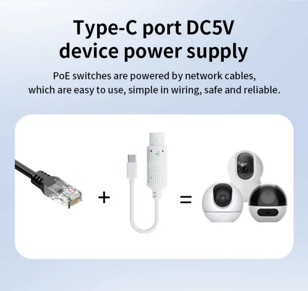 48V to 5V Water proof PoE Converter, RJ45 Port Output 5V/2A, IEEE802.3af/at for Passive 5V Devices