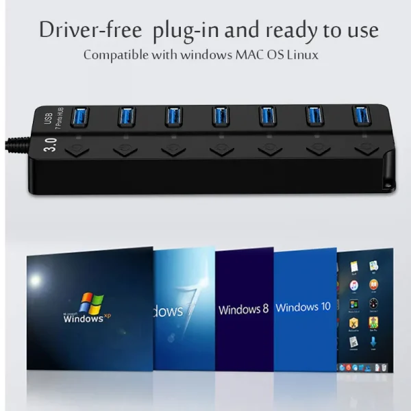 USB 3.0 Hub USB Hub 2.0 متعدد USB الفاصل Hub 100 سنتيمتر كابل طويل متوسع متعدد للكمبيوتر المحمول ملحقات الكمبيوتر محول USB