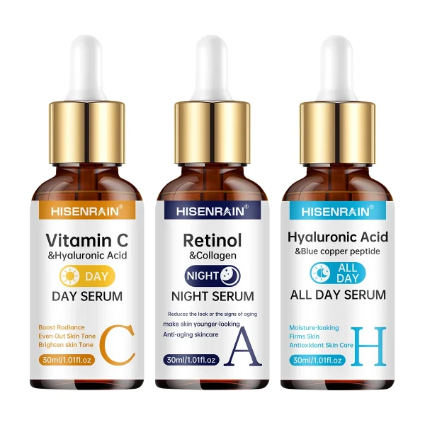 HISENRAIN Vitamin C + Retinol + Hyaluronic Acid Serum Duo | Anti-Aging Brightening & Hydration Combo | For All Skin Type.