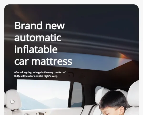 مرتبة هوائية خلفية للسفر أوتوماتيكية للسيارة، سرير محمول ذكي AI قابل للنفخ للنوم في السيارة