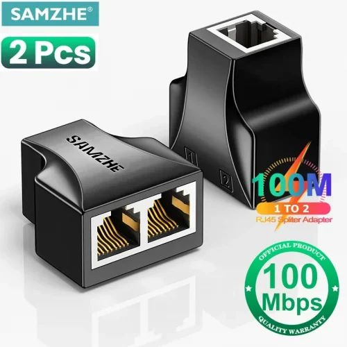 SAMZHE Ethernet Adapter Lan Cable Extender Splitter for Internet Connection Cat6 RJ45 Splitter Coupler Contact Modular Plug