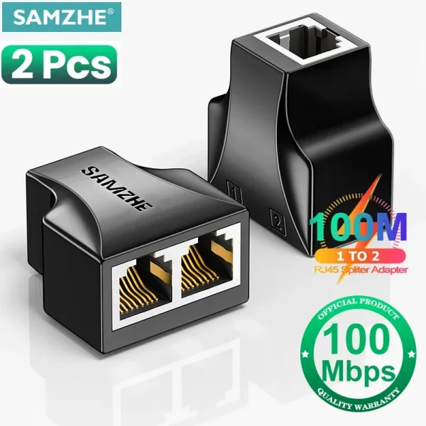 SAMZHE Ethernet Adapter Lan Cable Extender Splitter for Internet Connection Cat6 RJ45 Splitter Coupler Contact Modular Plug