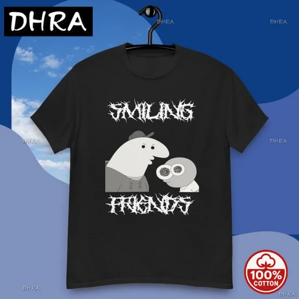 يبتسم الأصدقاء ليتل تشارلي أنيمي الكرتون الجرافيك تي شيرت خمر Harajuku نمط س الرقبة للجنسين عادية تي شيرت للرجال والنساء