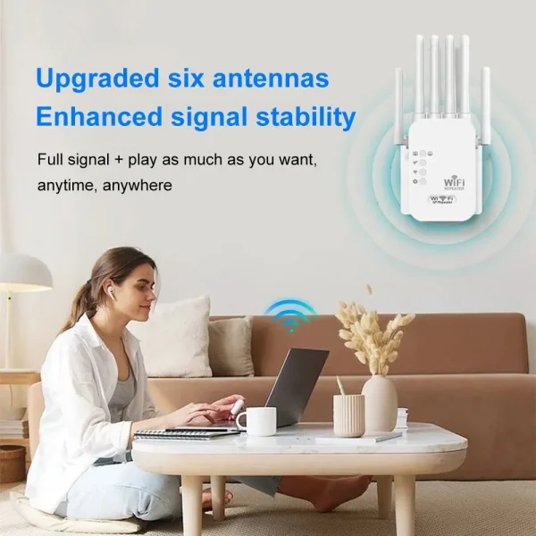 Kebidumei 1200Mbps لاسلكي واي فاي مكرر موسع واي فاي إشارة الداعم 2.4G 5G شبكة ثنائية النطاق 802.11ac واي فاي مكبر للصوت راوتر