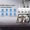 Hiseeu 3/5MP 10CH NVR مع شاشة 10.1 بوصة مجموعة كاميرات أمنية لاسلكية في الهواء الطلق كاميرا IP مقاومة للماء مجموعة نظام المراقبة بالدوائر التليفزيونية المغلقة