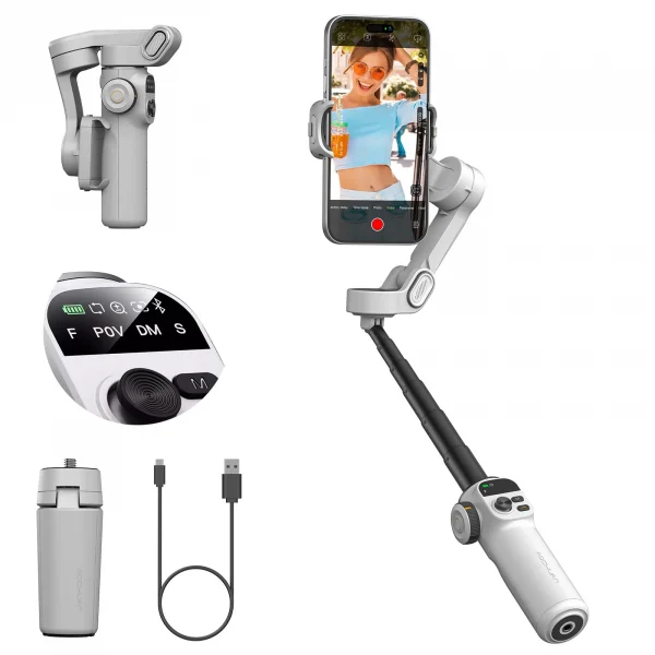 AOCHUAN Smart X2 3 Axis Gimbal Stabilizer للهواتف الذكية iPhone و Android Gimbal مع شاشة LED مدمجة لعمود التمديد
