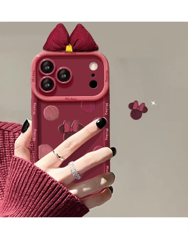 حافظة هاتف ميكي ماوس بولكا دوت بو 2024 السنة الجديدة متوافقة مع آيفون 15 برو ماكس آيفون 16 غطاء حماية من السيليكون