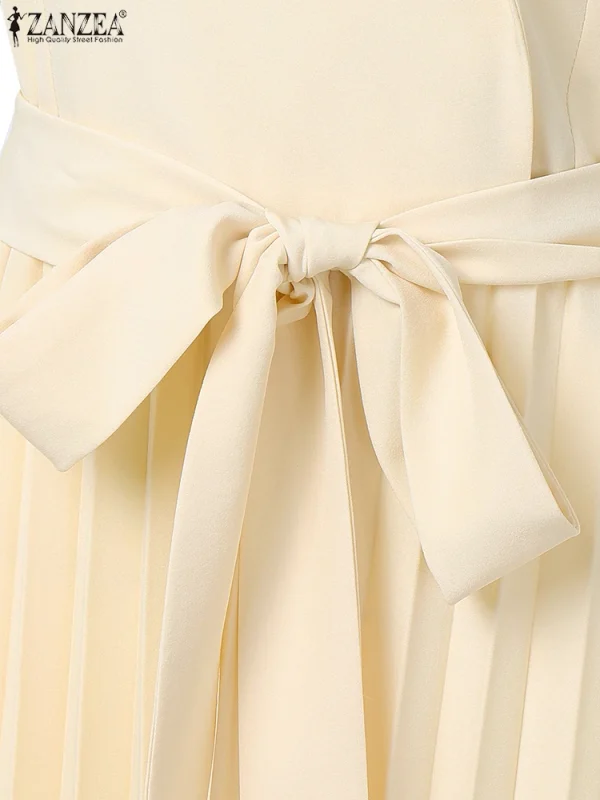 موضة النساء حللا 2026 ZANZEA ثوب فضفاض صيفي أنيق واسع الساق العمل OL وزرة الخامس الرقبة بلا أكمام مطوي Playsuit بنطلون