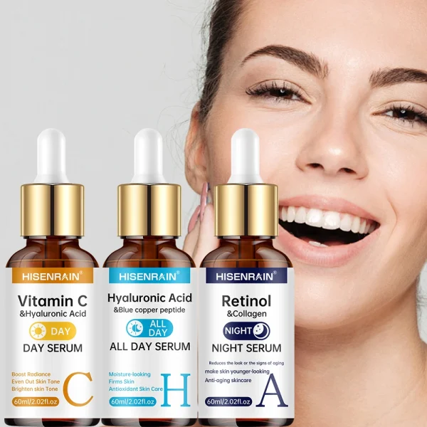 HISENRAIN Vitamin C + Retinol + Hyaluronic Acid Serum Duo | Anti-Aging Brightening & Hydration Combo | For All Skin Type.