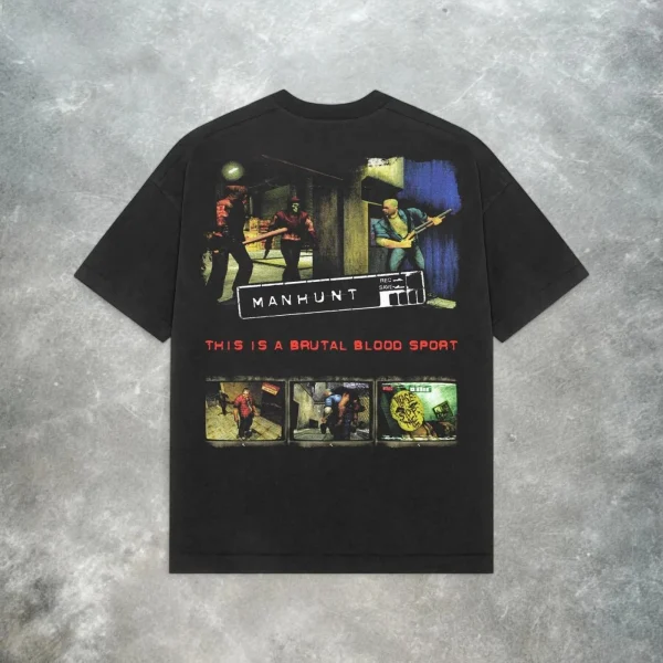 تي شيرت Manhunt Retro Y2K للرجال والنساء ملابس الشارع الأمريكية، بلوزة كاجوال فضفاضة برقبة دائرية عصرية للربيع والصيف
