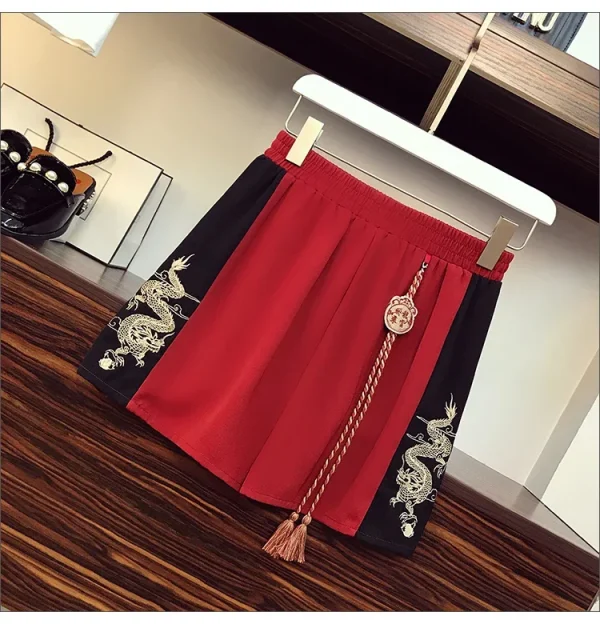 2025 جديد اليابانية Harajuku المحملة القمم النمط الصيني تانغ دعوى المرأة تي شيرت غير رسمي واسعة الساق الكونغ فو فستان أطفال مع سروال داخلي الملابس الشرقية