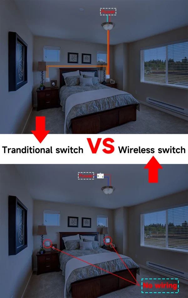 QX-305 Gray Self-powered wireless Remote Control Light Switch RF433Mhz 1/2 way Electric Switch