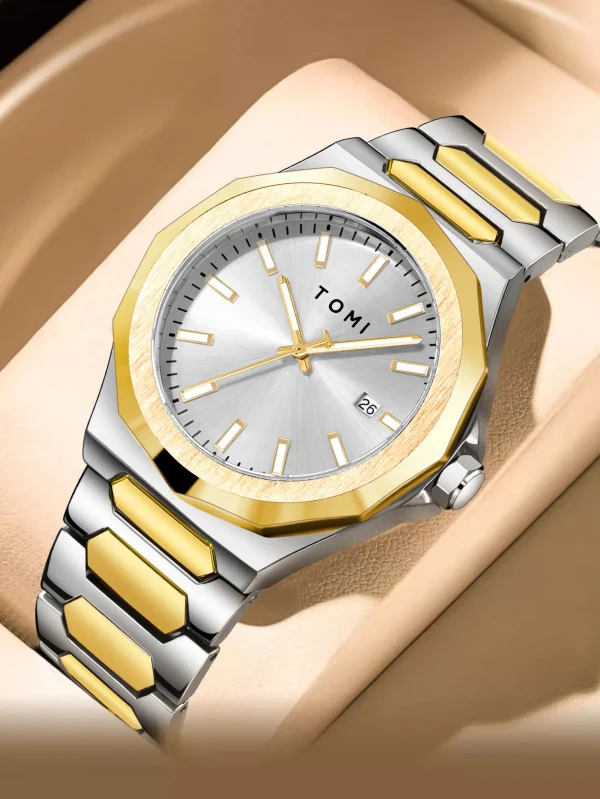 تومي الأعمال الفاخرة ساعة رجالية هدية مجموعة صناديق وردة عالية الجودة الذهب حالة بسيطة ومتعددة الاستخدامات ساعة كوارتز Relogio Masculino