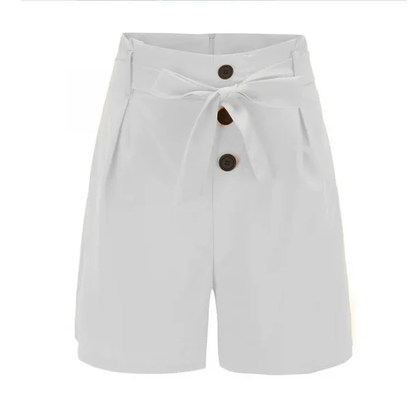 Y2K شورت أمامي بأزرار صلبة برباط خصر للشاطئ شورت صيفي عالي الخصر ملابس نسائية