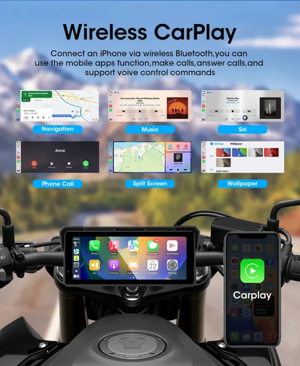 جانسايت محمول 8.1 بوصة IP67 مقاوم للماء للدراجات النارية 4K DVR نظام تحديد المواقع والملاحة اللاسلكية Carplay أندرويد السيارات موتو مسجل مراقب