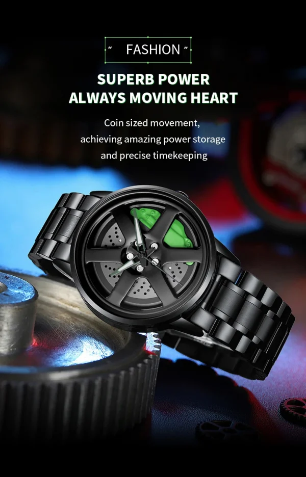 VA VA VOOM Sports Car Watch Fashionable Rotating Dial Stainless Steel Strap 3Bar Waterproof Quartz Movement Watches reloj hombre