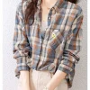 قميص مربعات للنساء في فصلي الربيع والخريف، قميص قطن خالص عصري ورجعي يتم ارتداؤه مع أجنبي