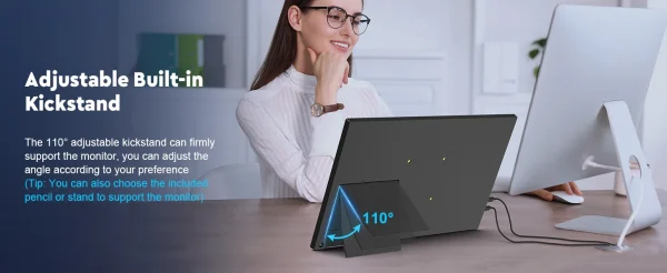 أمودو 15.6 بوصة شاشة محمولة 1920x1080P تمديد عرض IPS لوحة ال سي دي الثقب حامل VESA USBC Mini HDMI شاشة الهاتف المحمول