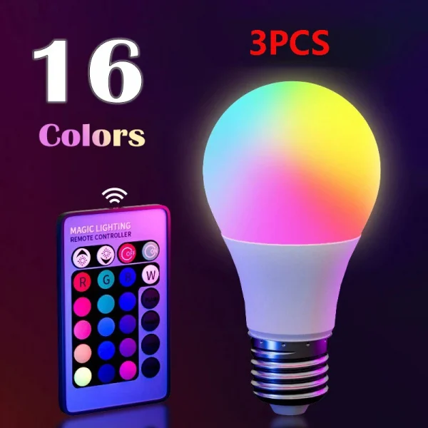 16 لون RGB لمبة LED متعدد الألوان لمبة E27 220 فولت الإضاءة المنزلية عكس الضوء 24 مفتاح التحكم عن بعد مصباح ذكي مصباح لتهيئة الجو