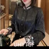 ربيع الخريف العرقية نمط تانغ دعوى معطف الرجعية التطريز زر الصينية أعلى المرأة بلوزة أنيقة فضفاضة الصينية أعلى 3126