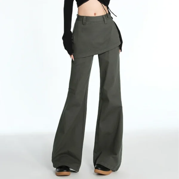 2025 ربيع الخريف حجم كبير الرجعية وهمية قطعتين ضرطة الستار الجينز مايكرو سحب البضائع التخسيس مستقيم مكدسة واسعة الساق السراويل