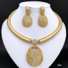 New Necklace And Earrings Set Unique Dubai Fashion Jewelry Nigeria Bride Wedding Party Gift