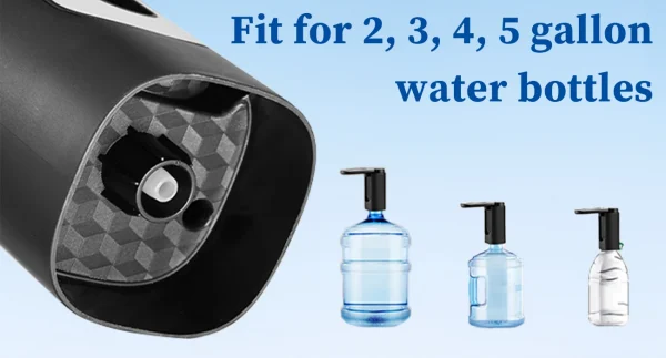 مضخة مياه أوتوماتيكية لزجاجة مياه بسعة 5 جالون، مضخة توزيع مياه كهربائية محمولة للشحن (أسود)