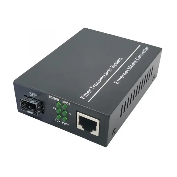 1 Pair Fiber Optical Media Converter 1 Port SFP to 1 RJ45 Gigabit Optical Fiber Ethernet 10/100/1000M
