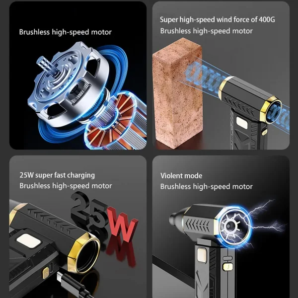 M18 فرش توربو منفاخ طائرة مروحة 400000 دورة في الدقيقة قوية الكهربائية المحمولة منظف الغبار 53 متر/الثانية نوع C شحن مروحة عنيفة