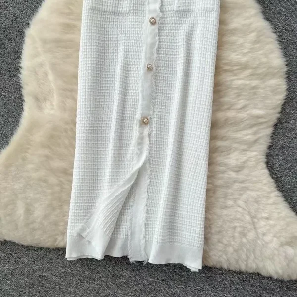 فستان نسائي أنيق مخطط برقبة على شكل حرف V صيفي بأكمام قصيرة ومتماسك بشرابة فساتين ضيقة للنساء