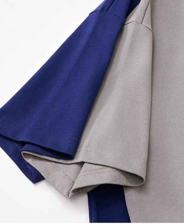 275 جرامًا من القطن الخالص بلون فضفاض قصير الأكمام قميص بولو قم بتخصيص تصميم نص الصورة الخاص بك للنساء والرجال